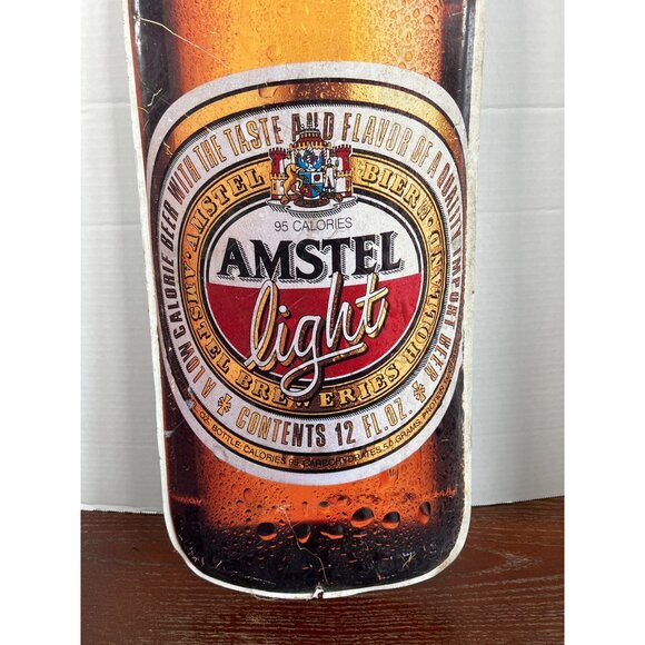 Vintage Amstel Light Beer Bottle Shaped Metal Sign - Picture 2 of 5